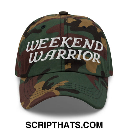 Weekend Warrior Embroidered Unstructured Dad Hat Green Camo