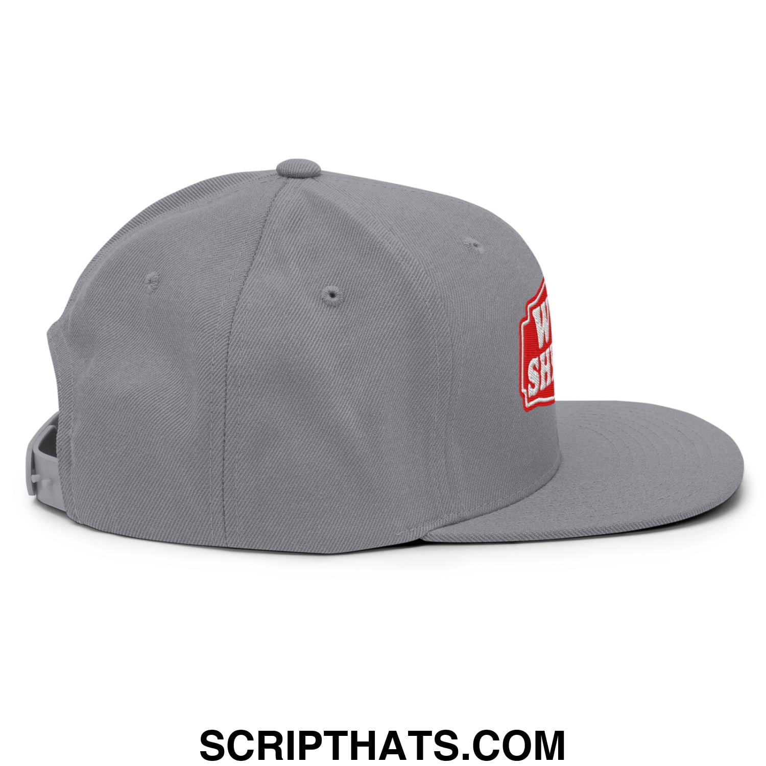 Well Sheeyit Embroidered Flat Bill Brim Snapback Hat Silver