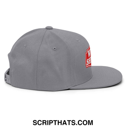 Well Sheeyit Embroidered Flat Bill Brim Snapback Hat Silver