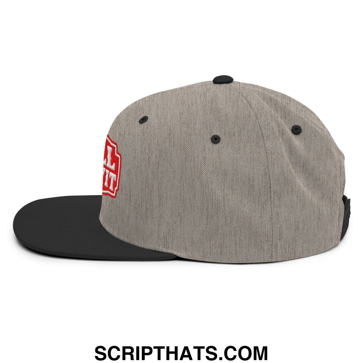 Well Sheeyit Embroidered Flat Bill Brim Snapback Hat Heather Black