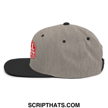 Well Sheeyit Embroidered Flat Bill Brim Snapback Hat Heather Black