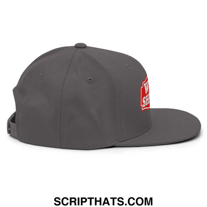Well Sheeyit Embroidered Flat Bill Brim Snapback Hat Dark Grey