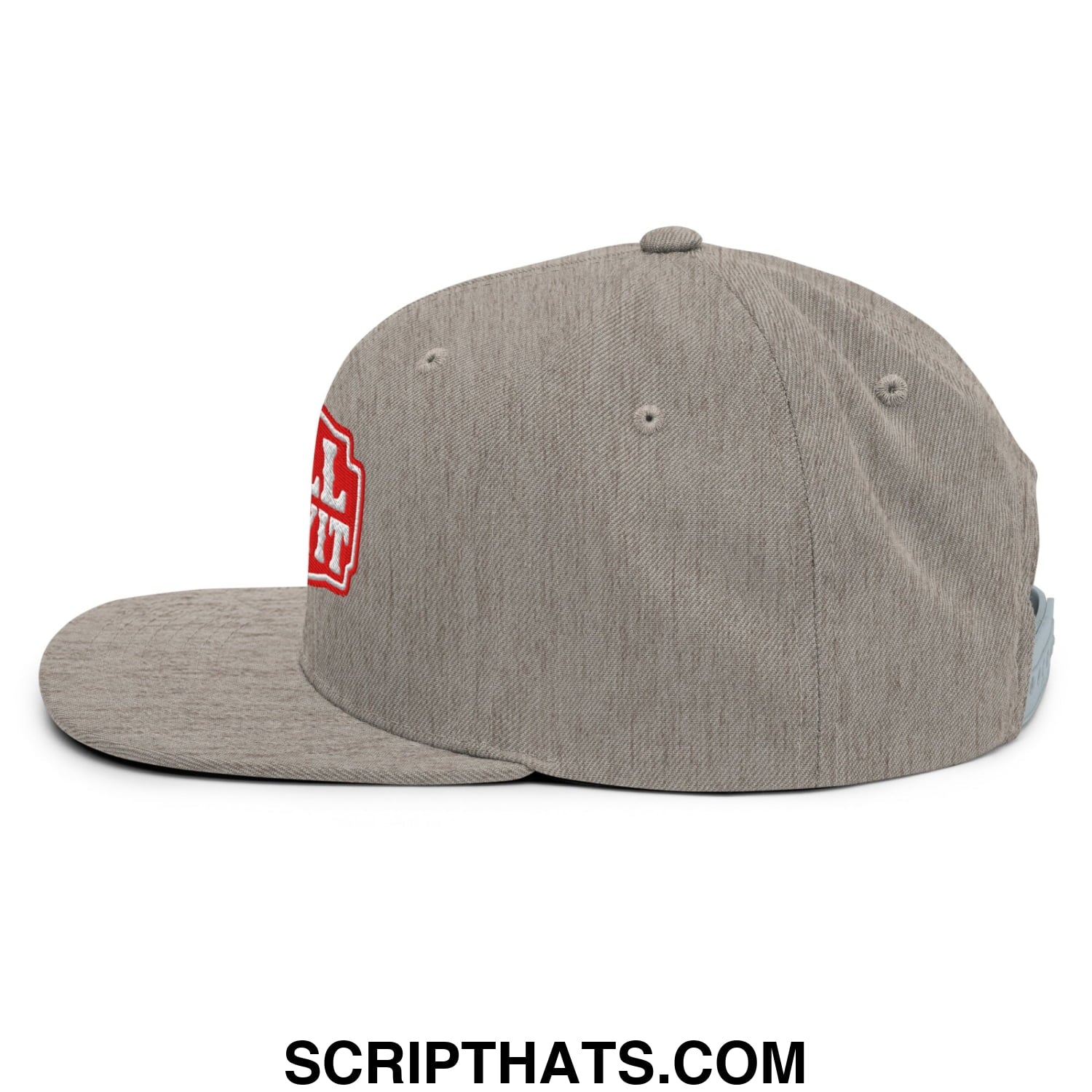 Well Sheeyit Embroidered Flat Bill Brim Snapback Hat Heather Grey