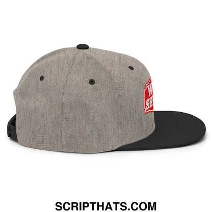 Well Sheeyit Embroidered Flat Bill Brim Snapback Hat Heather Black