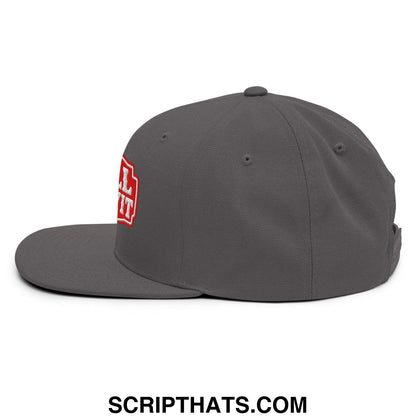 Well Sheeyit Embroidered Flat Bill Brim Snapback Hat Dark Grey