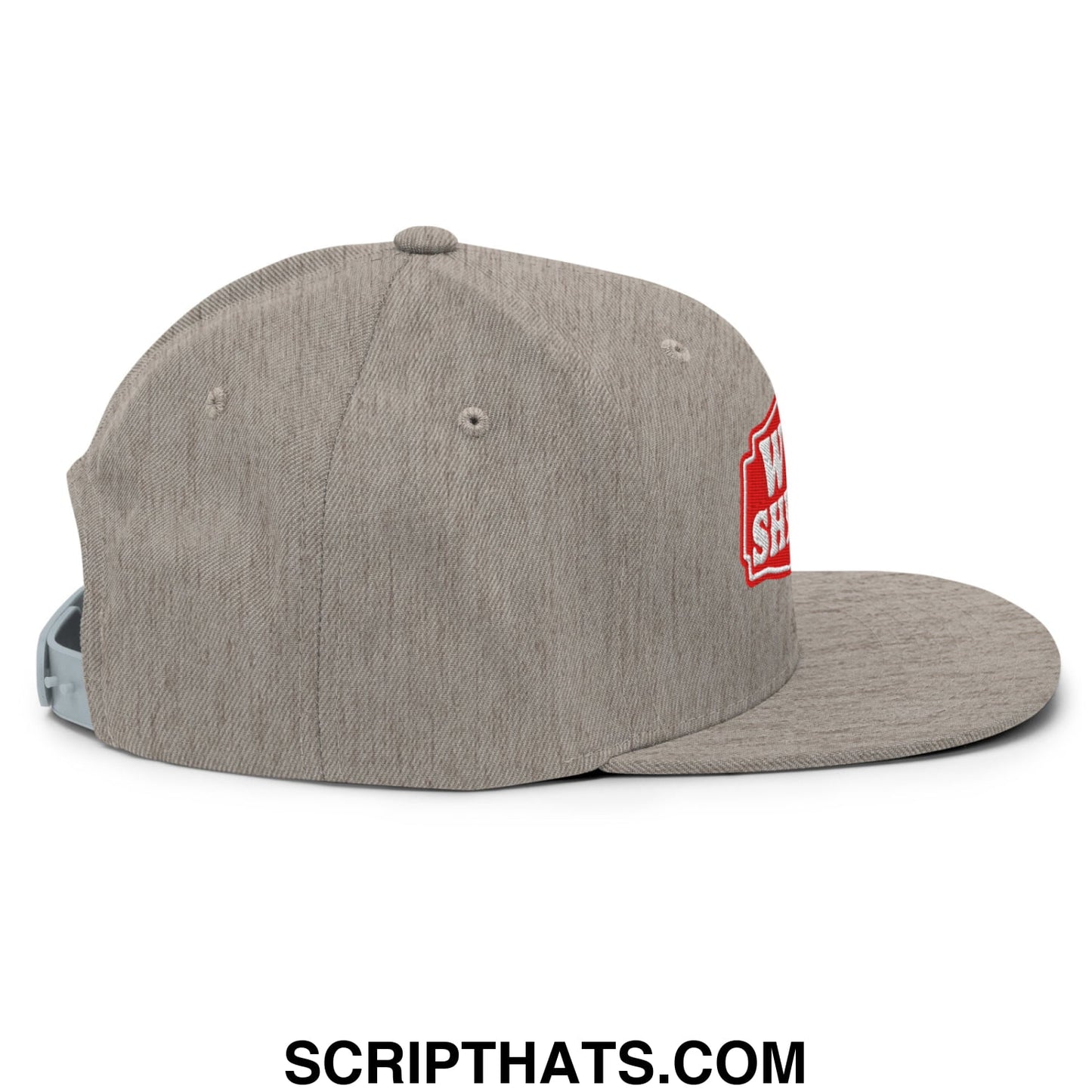 Well Sheeyit Embroidered Flat Bill Brim Snapback Hat Heather Grey