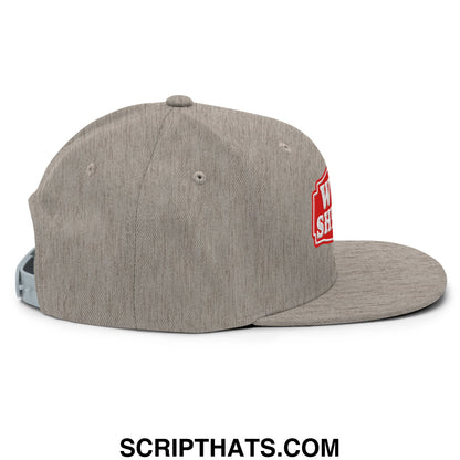 Well Sheeyit Embroidered Flat Bill Brim Snapback Hat Heather Grey