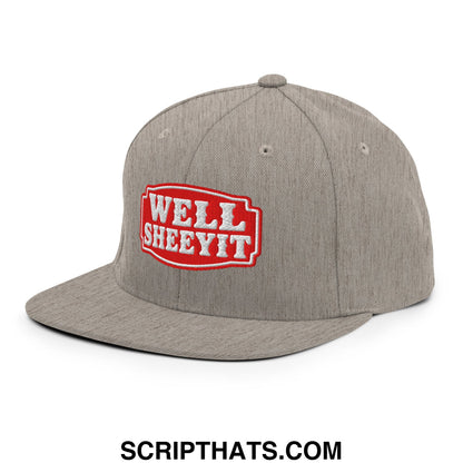 Well Sheeyit Embroidered Flat Bill Brim Snapback Hat Heather Grey