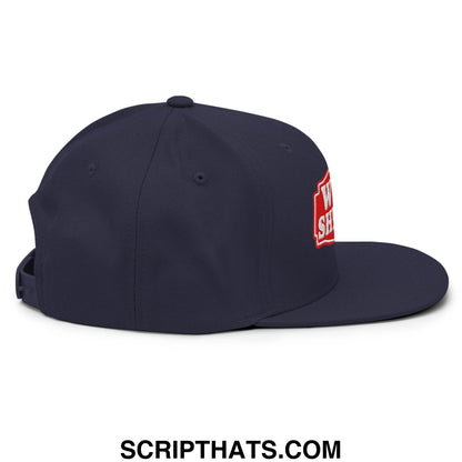 Well Sheeyit Embroidered Flat Bill Brim Snapback Hat Navy