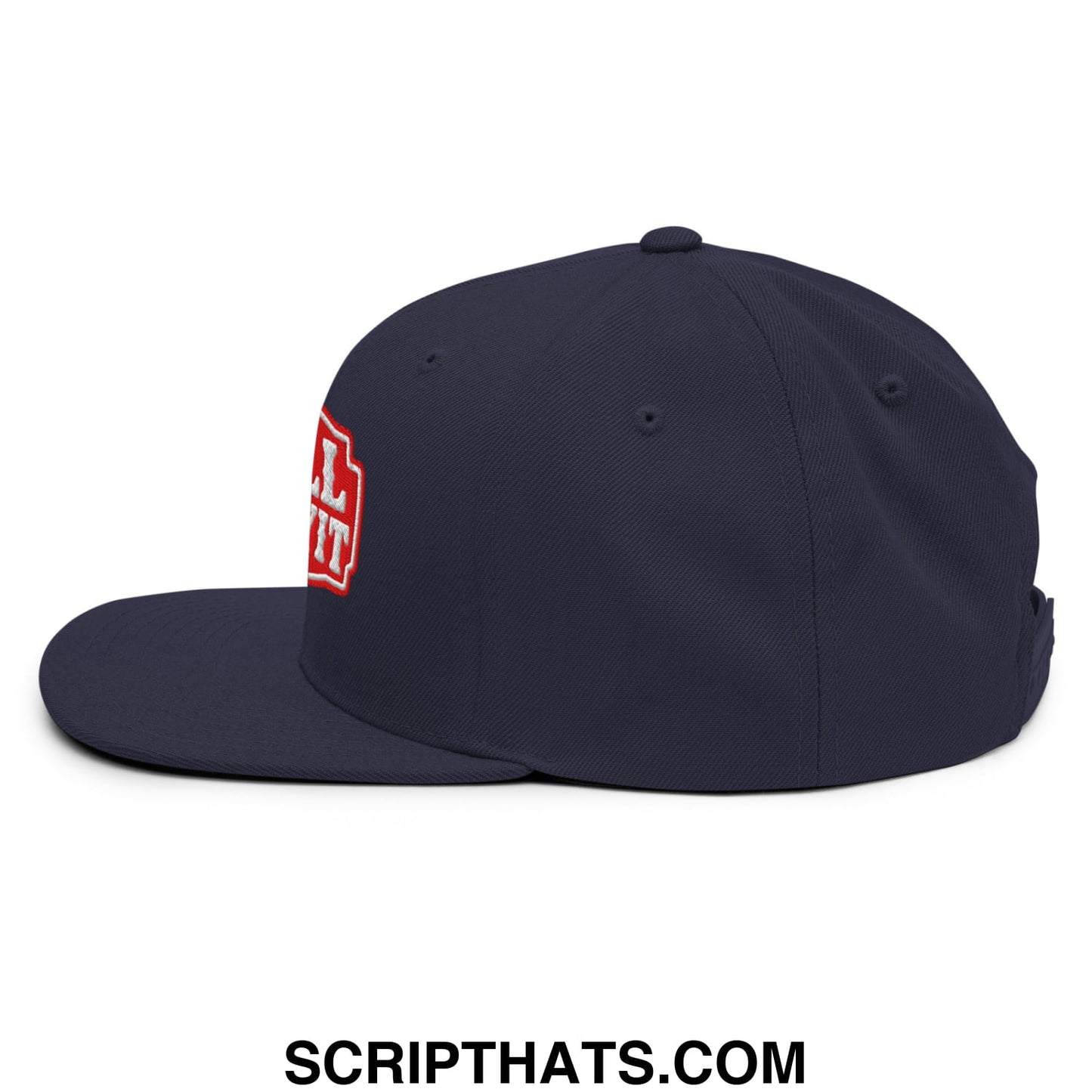 Well Sheeyit Embroidered Flat Bill Brim Snapback Hat Navy