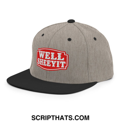 Well Sheeyit Embroidered Flat Bill Brim Snapback Hat Heather Black