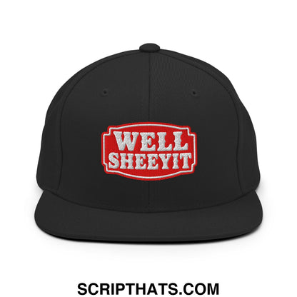 Well Sheeyit Embroidered Flat Bill Brim Snapback Hat Black
