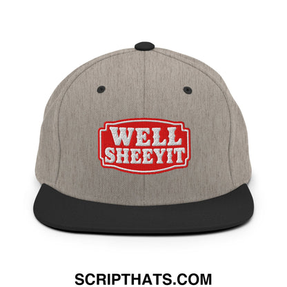 Well Sheeyit Embroidered Flat Bill Brim Snapback Hat Heather Black