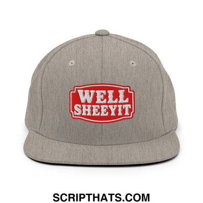 Well Sheeyit Embroidered Flat Bill Brim Snapback Hat Heather Grey
