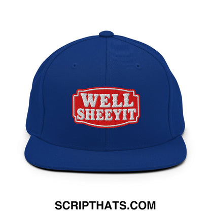 Well Sheeyit Embroidered Flat Bill Brim Snapback Hat Royal Blue
