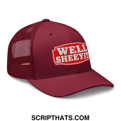 Well Sheeyit Embroidered Mesh Trucker Hat Cranberry