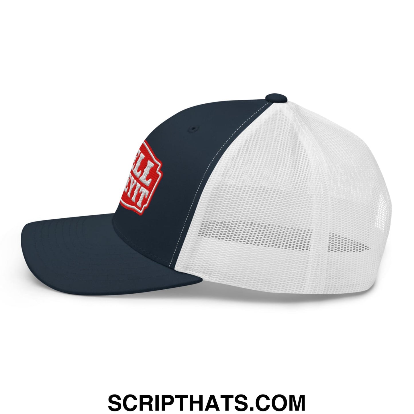 Well Sheeyit Embroidered Mesh Trucker Hat Navy White
