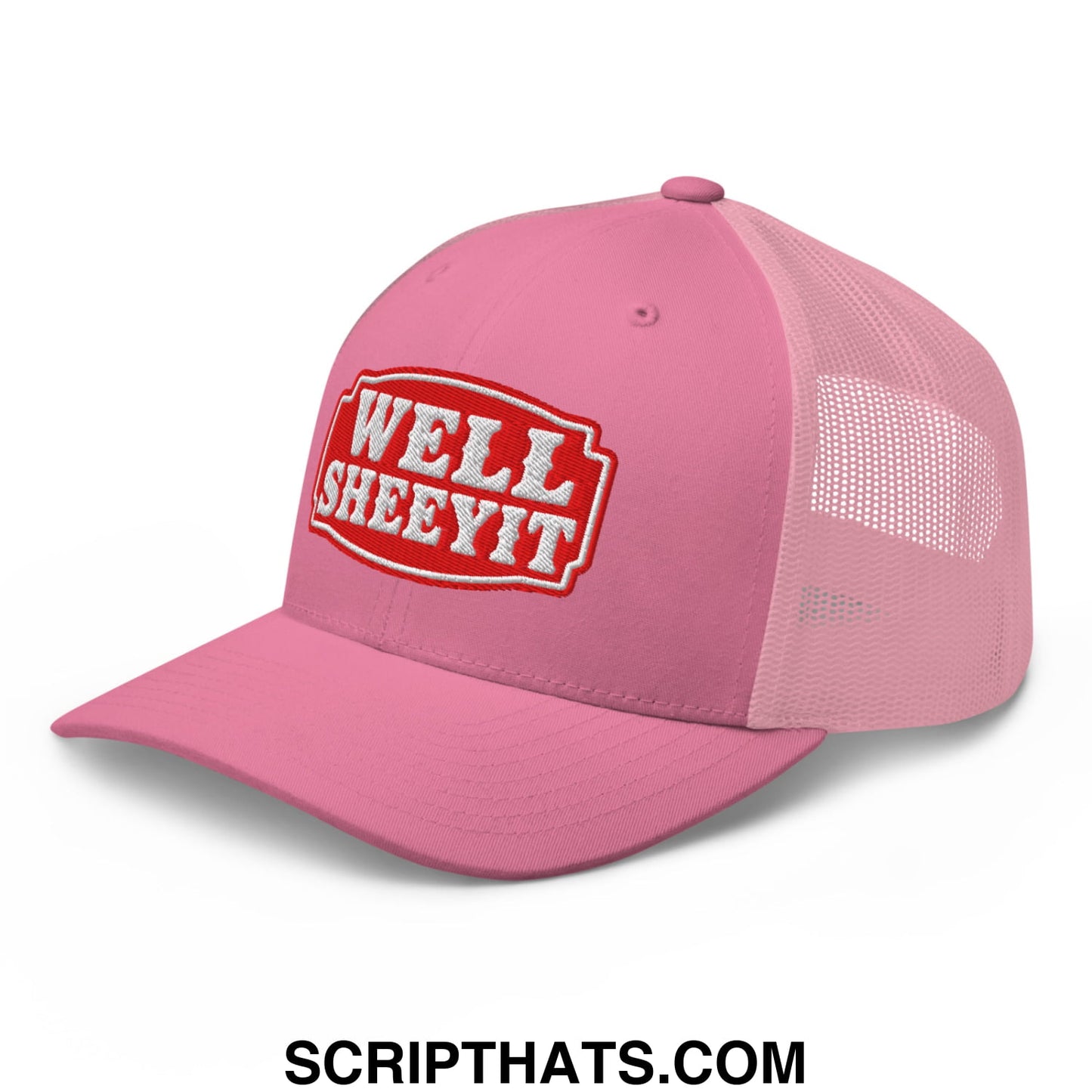 Well Sheeyit Embroidered Mesh Trucker Hat Pink