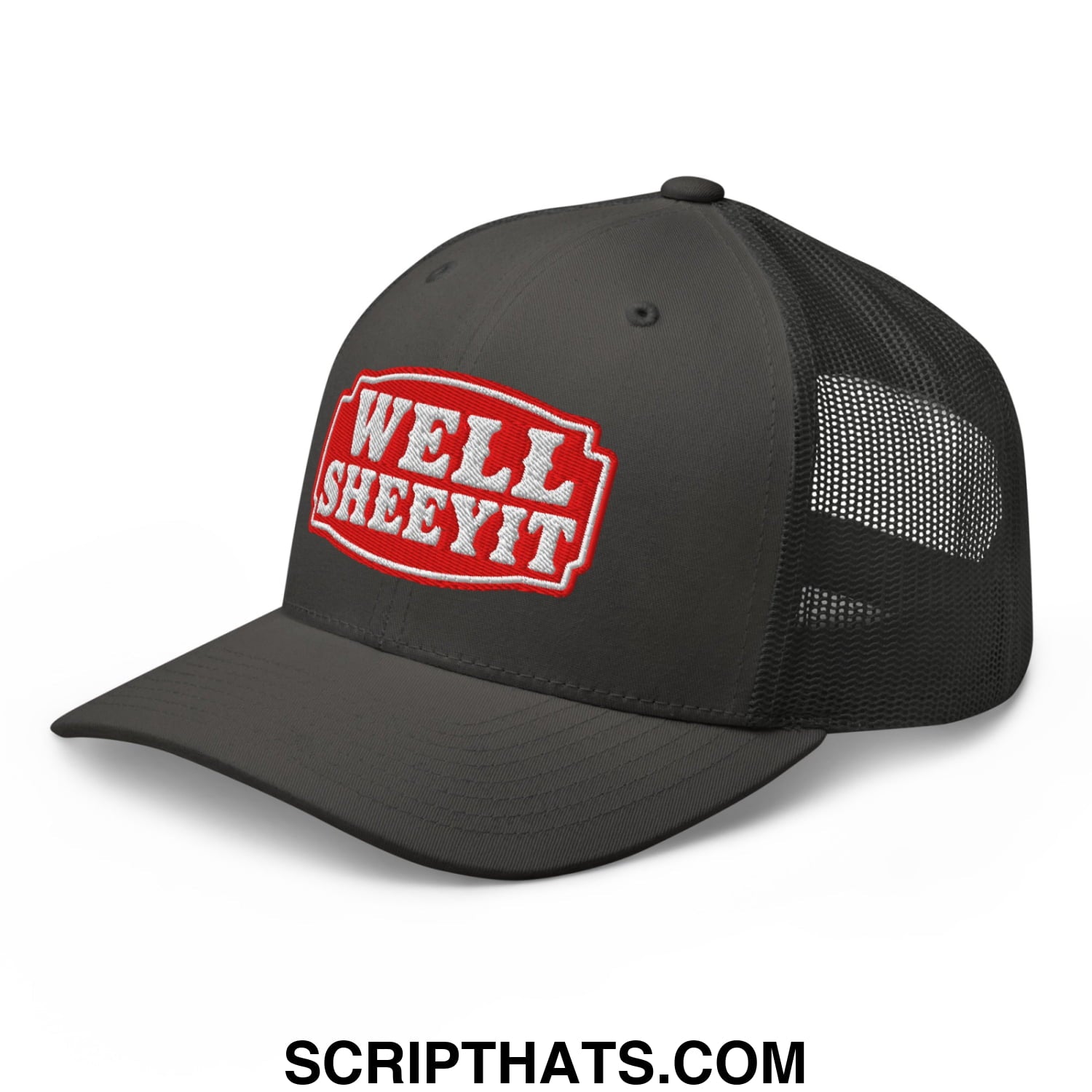 Well Sheeyit Embroidered Mesh Trucker Hat Charcoal