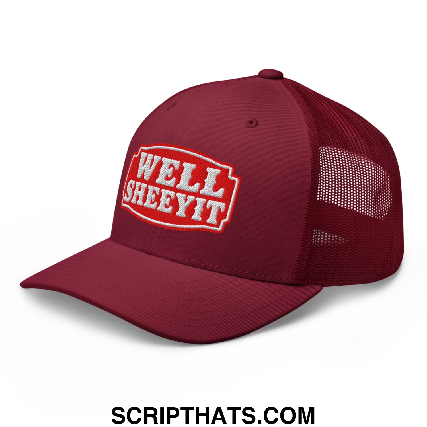 Well Sheeyit Embroidered Mesh Trucker Hat Cranberry