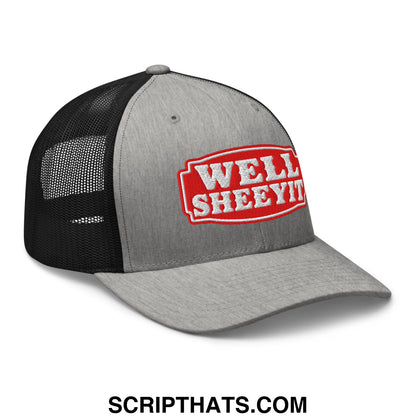 Well Sheeyit Embroidered Mesh Trucker Hat Heather Black