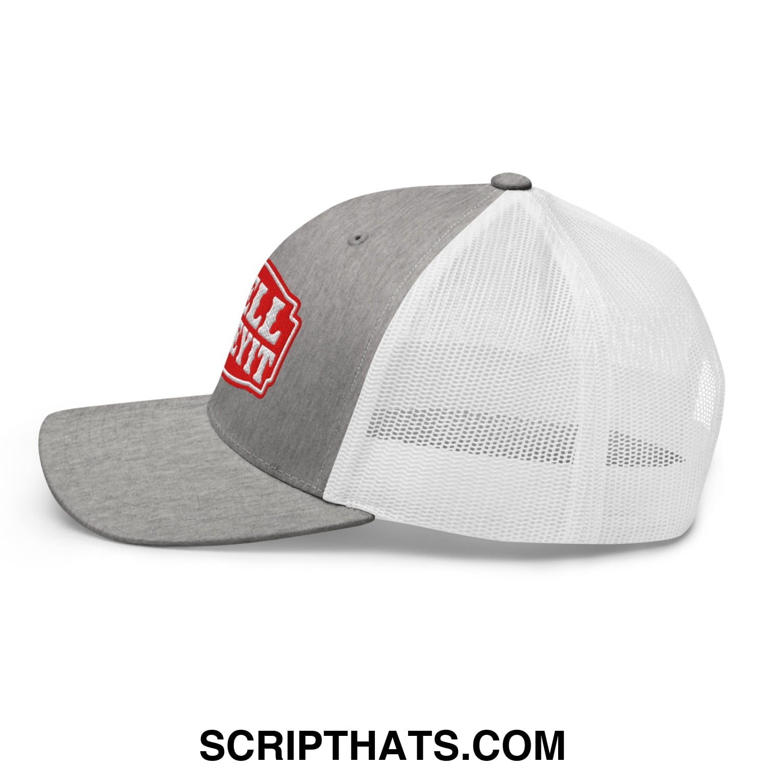 Well Sheeyit Embroidered Mesh Trucker Hat Heather Grey White