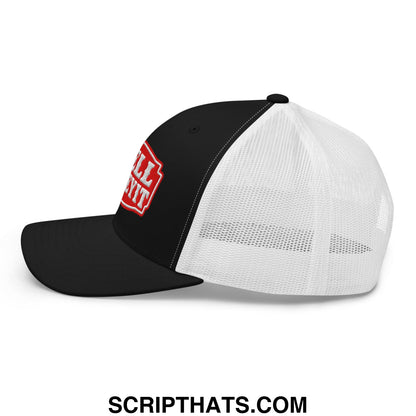 Well Sheeyit Embroidered Mesh Trucker Hat Black White