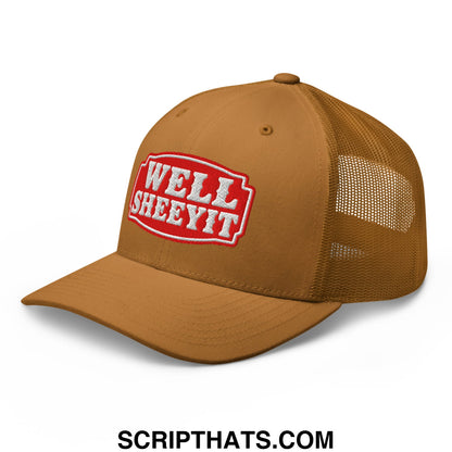 Well Sheeyit Embroidered Mesh Trucker Hat Caramel