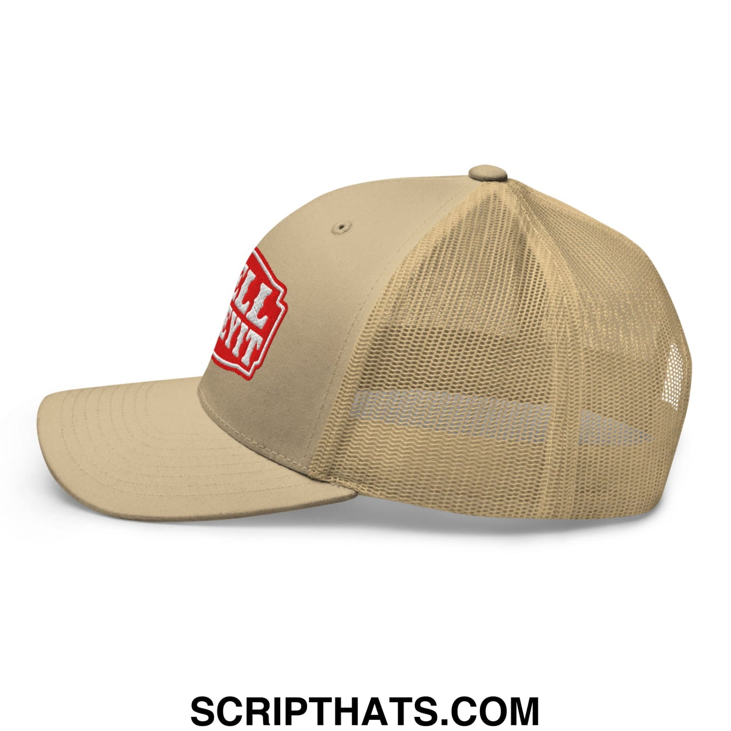 Well Sheeyit Embroidered Mesh Trucker Hat Khaki
