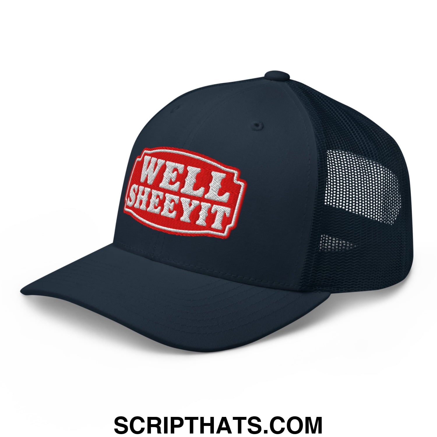 Well Sheeyit Embroidered Mesh Trucker Hat Navy