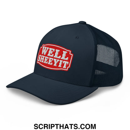 Well Sheeyit Embroidered Mesh Trucker Hat Navy