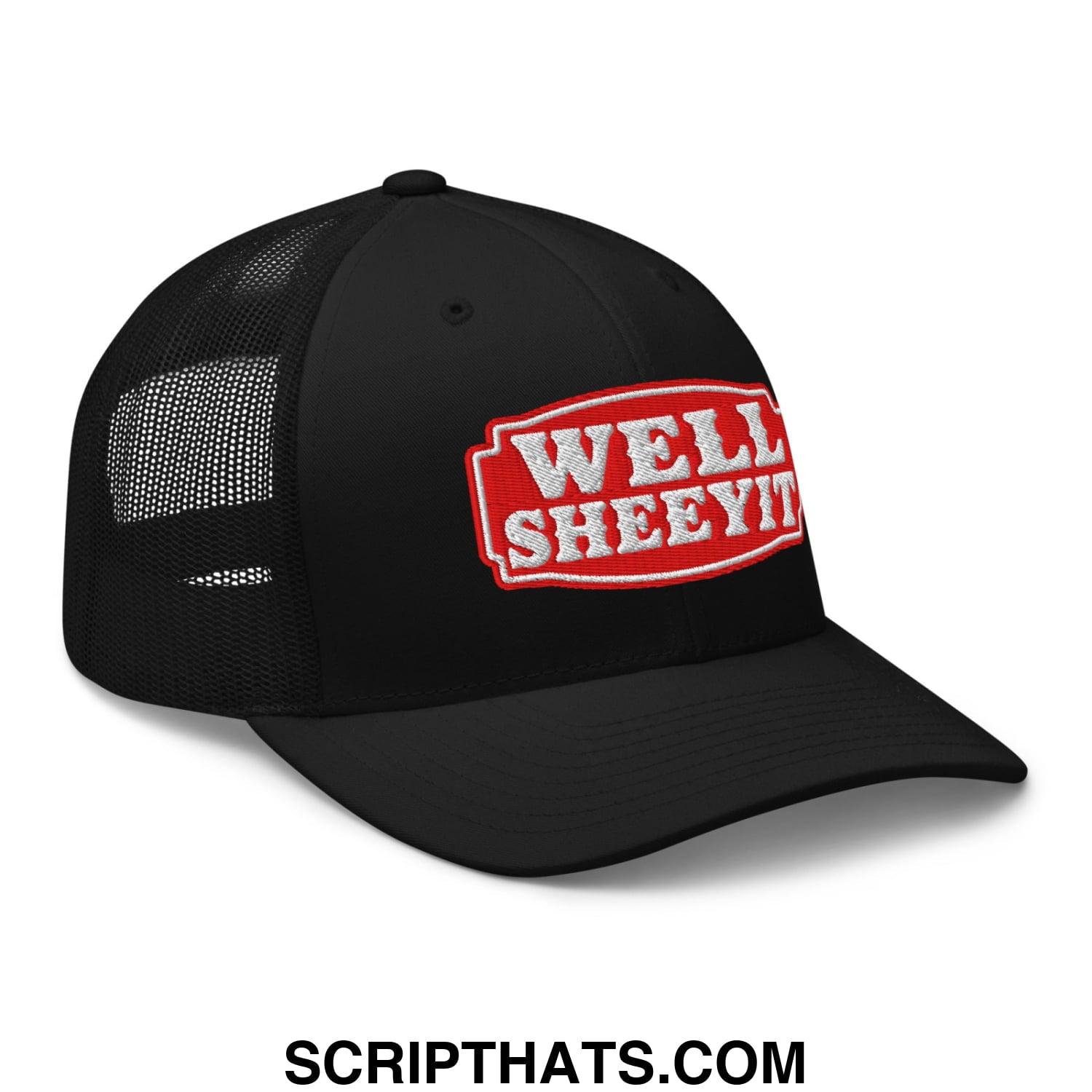 Well Sheeyit Embroidered Mesh Trucker Hat Black