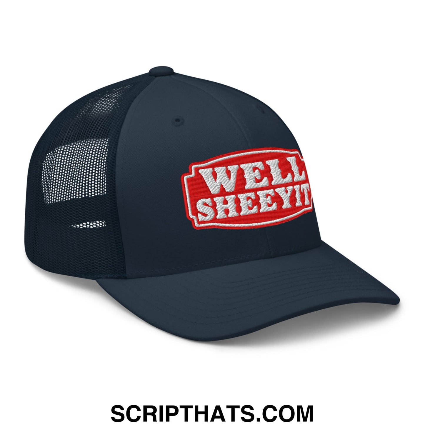 Well Sheeyit Embroidered Mesh Trucker Hat Navy
