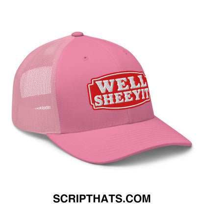 Well Sheeyit Embroidered Mesh Trucker Hat Pink