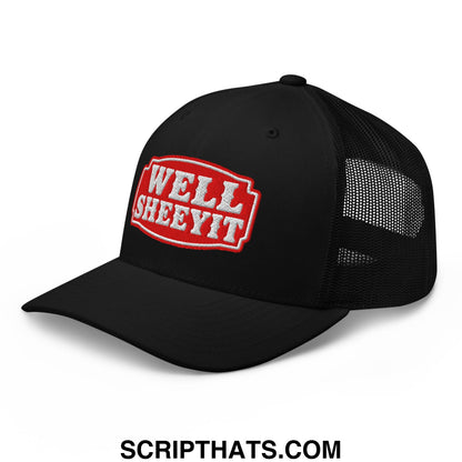 Well Sheeyit Embroidered Mesh Trucker Hat Black