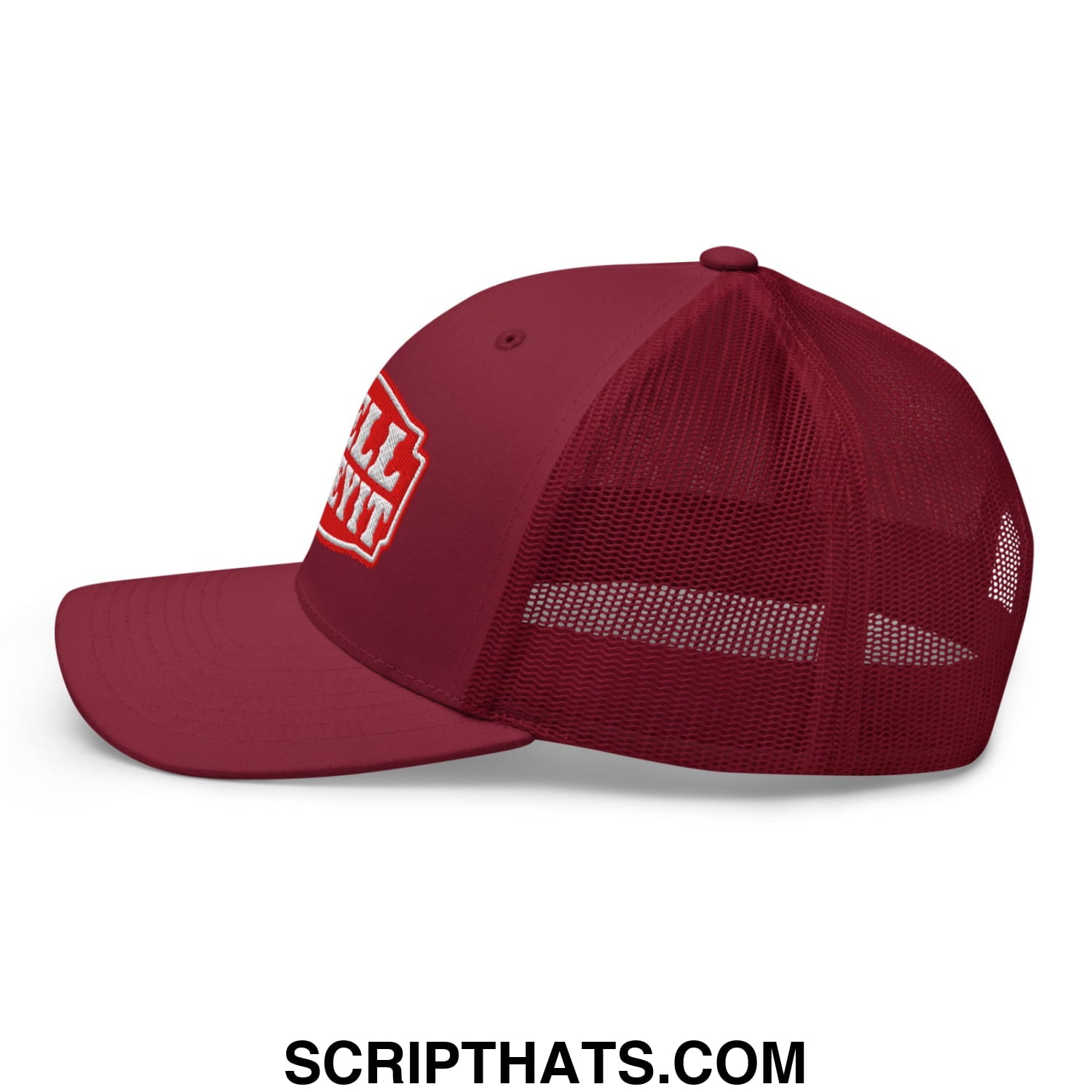 Well Sheeyit Embroidered Mesh Trucker Hat Cranberry