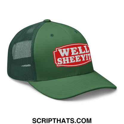 Well Sheeyit Embroidered Mesh Trucker Hat Evergreen
