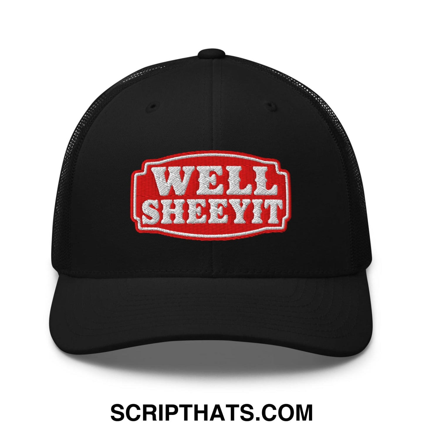 Well Sheeyit Embroidered Mesh Trucker Hat Black
