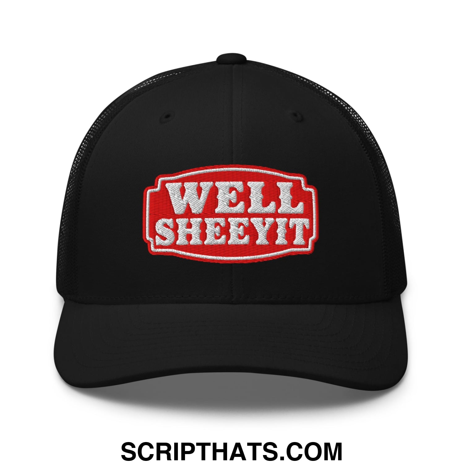 Well Sheeyit Embroidered Mesh Trucker Hat Black
