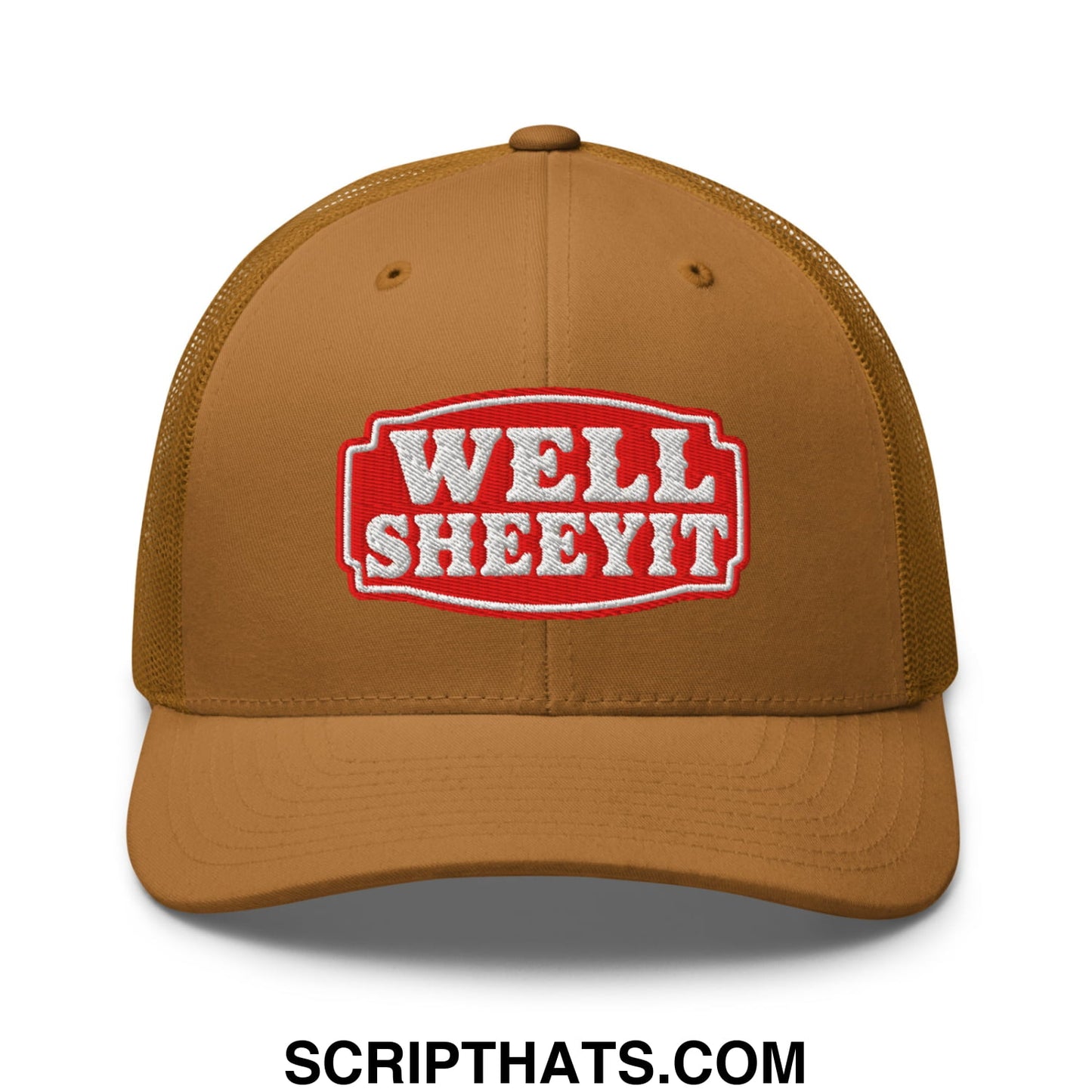 Well Sheeyit Embroidered Mesh Trucker Hat Caramel