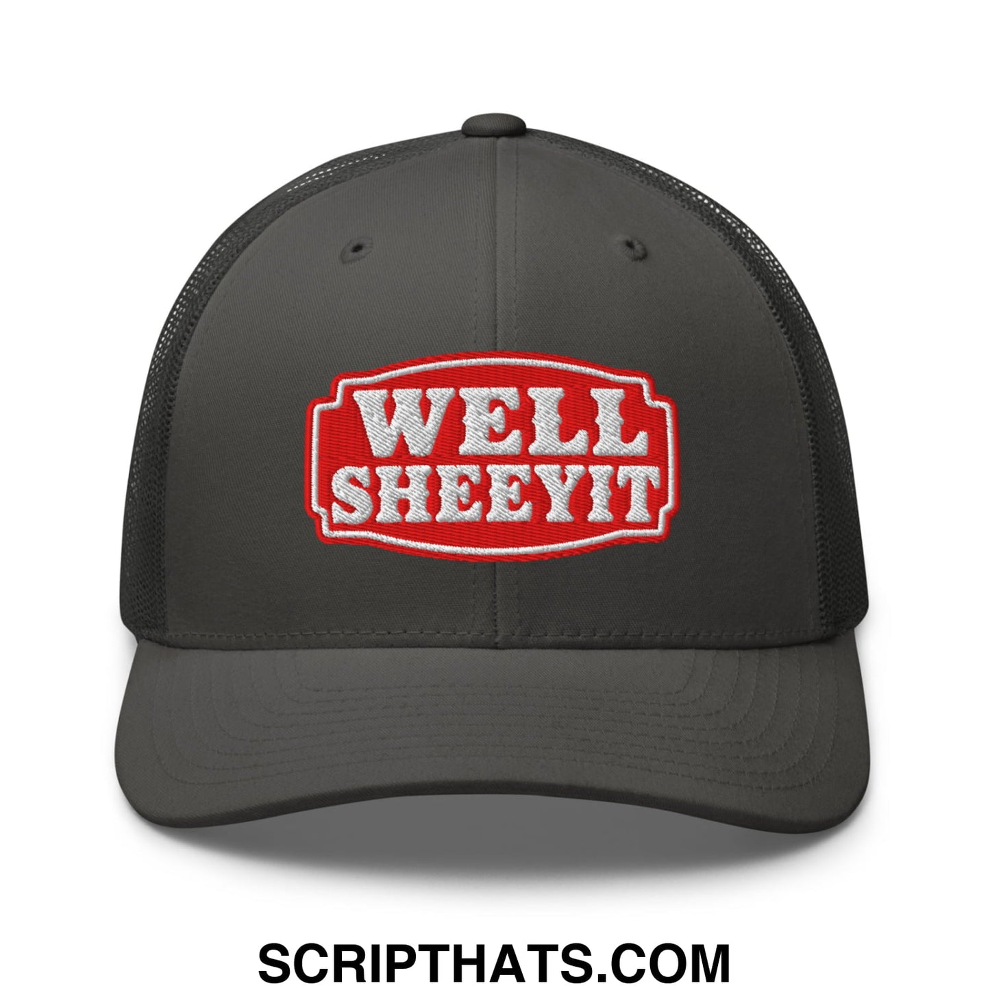 Well Sheeyit Embroidered Mesh Trucker Hat Charcoal