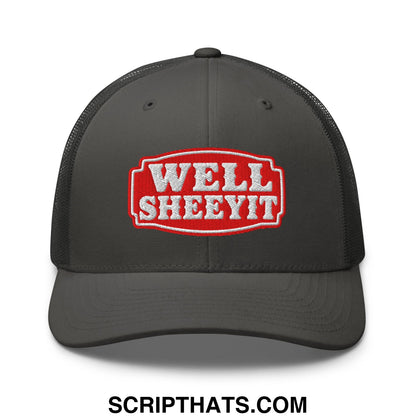 Well Sheeyit Embroidered Mesh Trucker Hat Charcoal