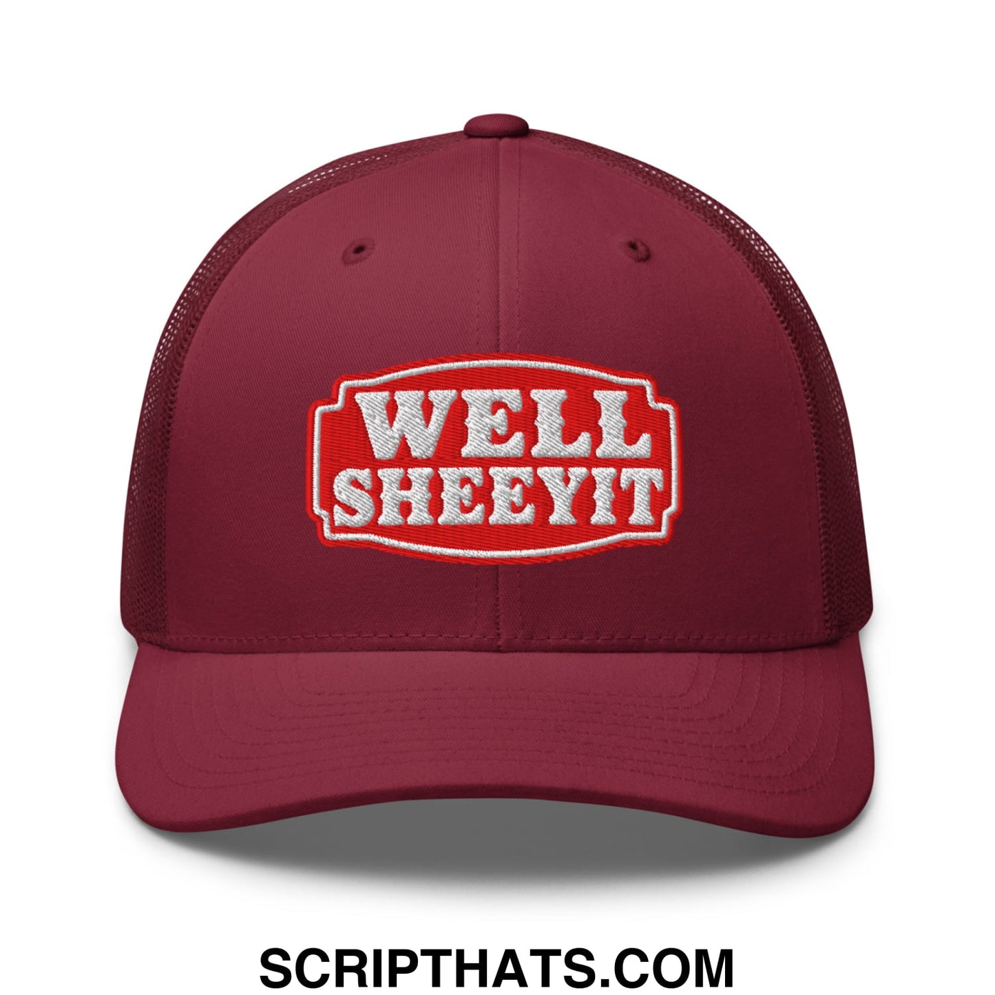 Well Sheeyit Embroidered Mesh Trucker Hat Cranberry