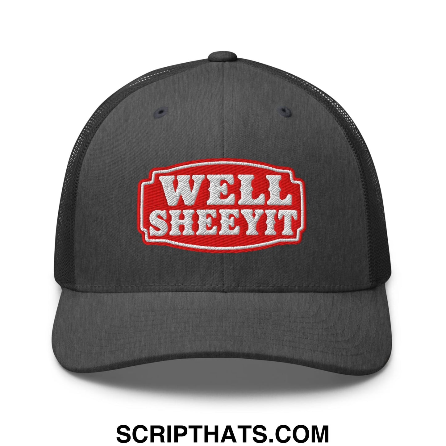 Well Sheeyit Embroidered Mesh Trucker Hat Dark Heather Gray