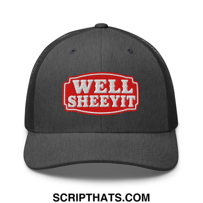 Well Sheeyit Embroidered Mesh Trucker Hat Dark Heather Gray