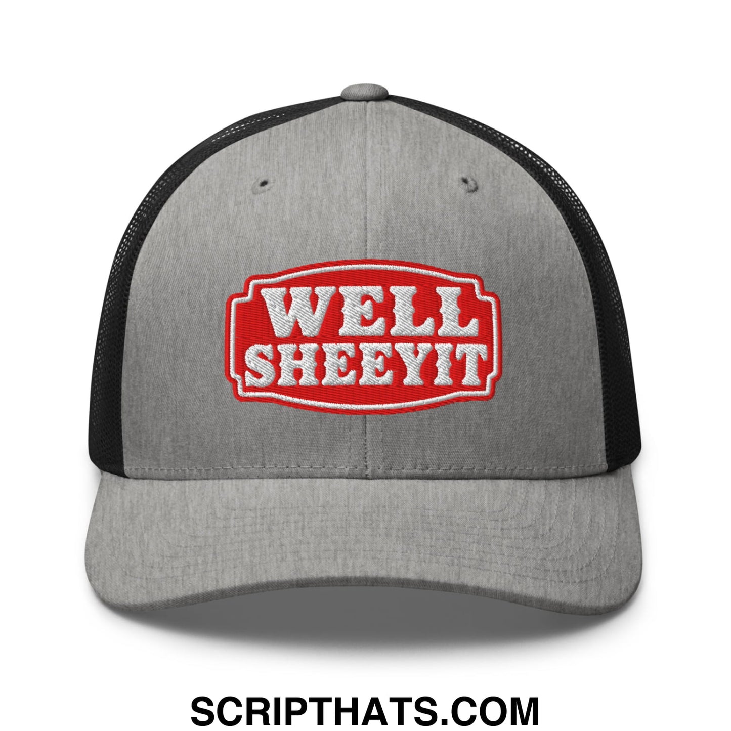 Well Sheeyit Embroidered Mesh Trucker Hat Heather Black