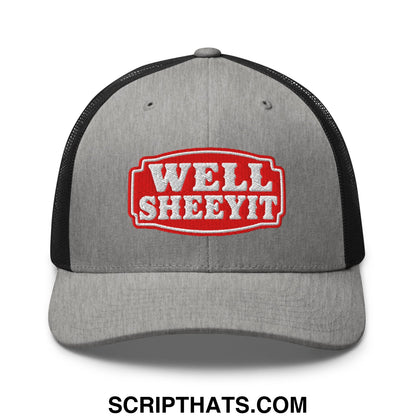 Well Sheeyit Embroidered Mesh Trucker Hat Heather Black
