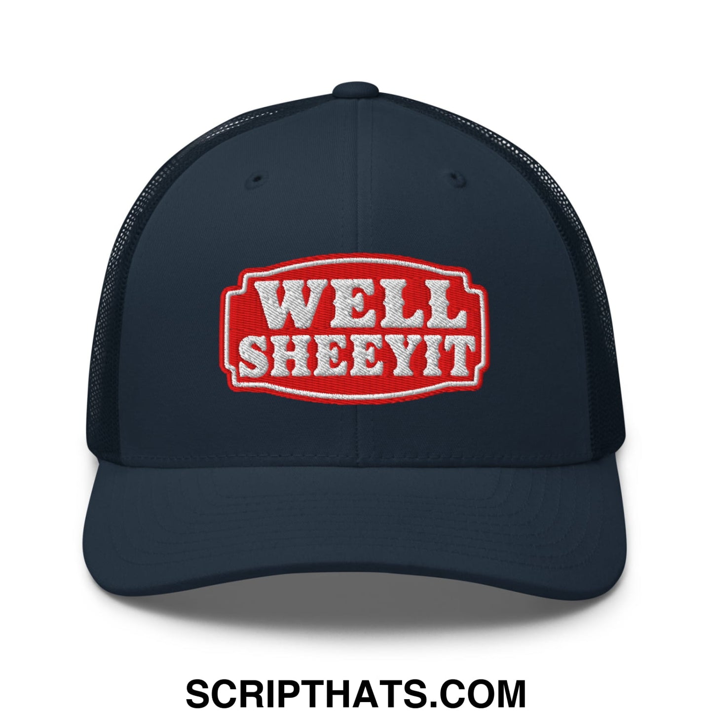 Well Sheeyit Embroidered Mesh Trucker Hat Navy