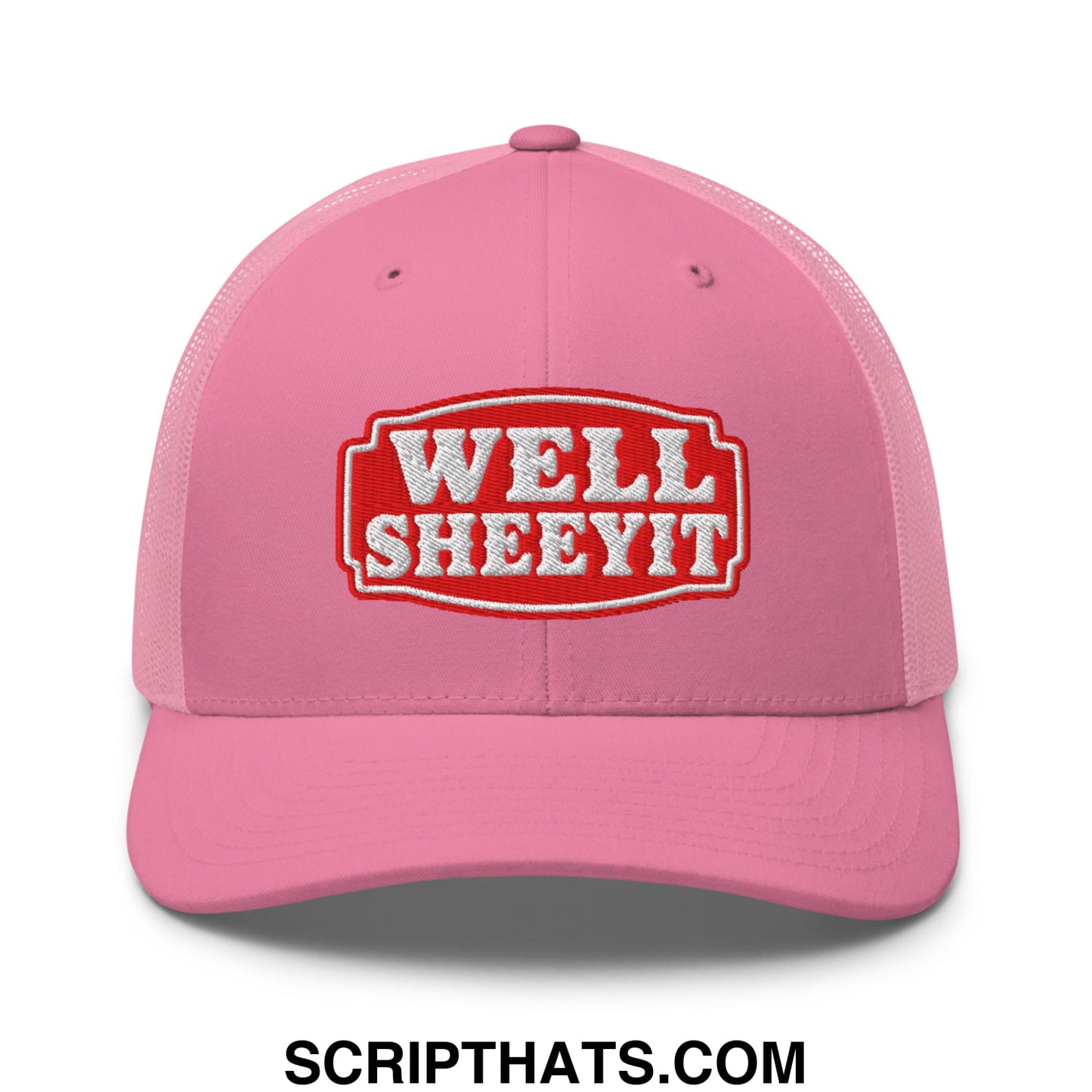 Well Sheeyit Embroidered Mesh Trucker Hat Pink
