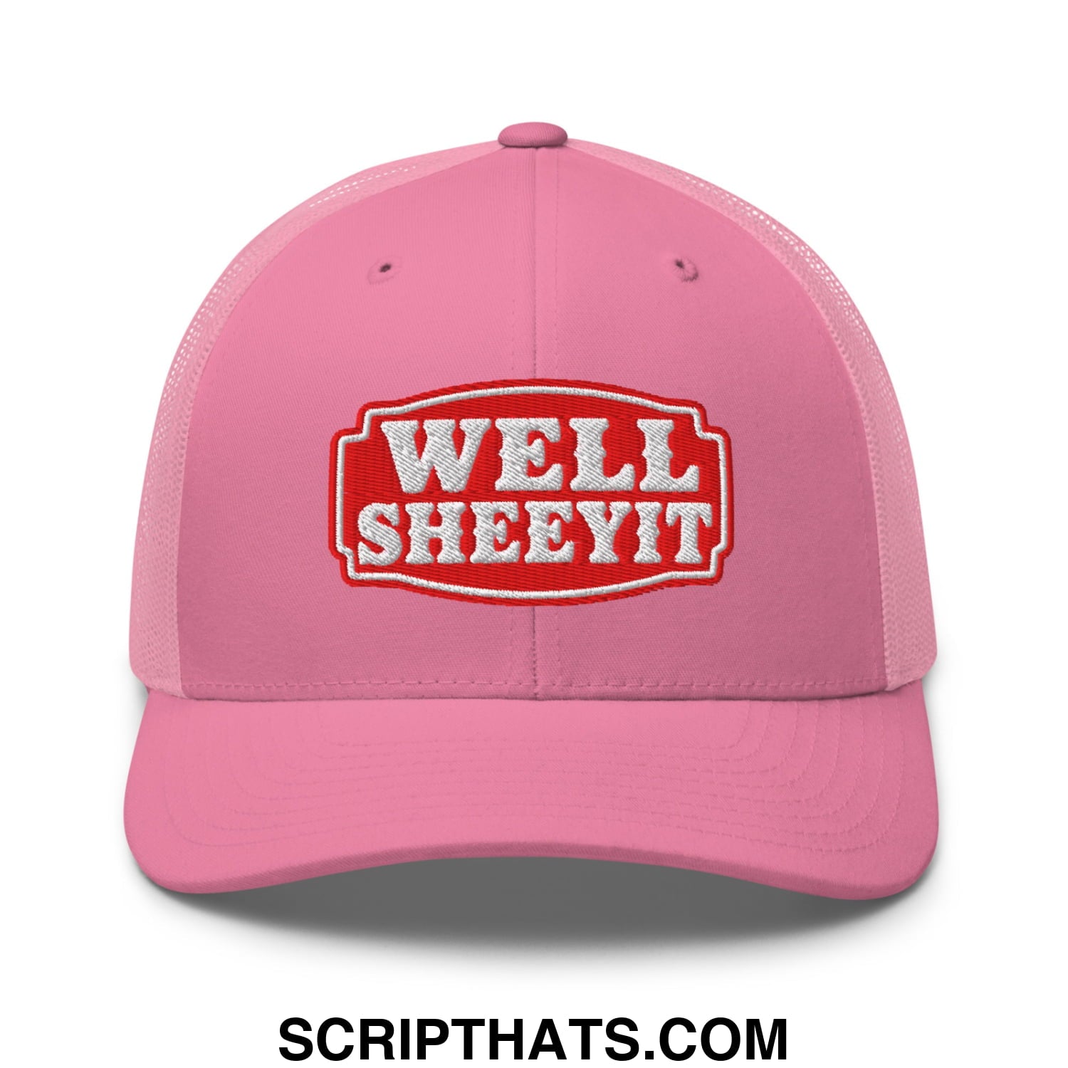 Well Sheeyit Embroidered Mesh Trucker Hat Pink